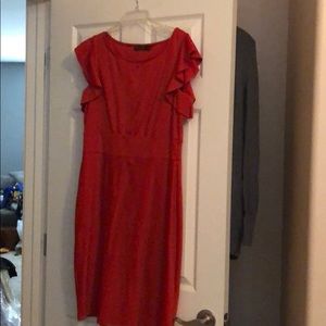 Orange flutter-sleeve dress